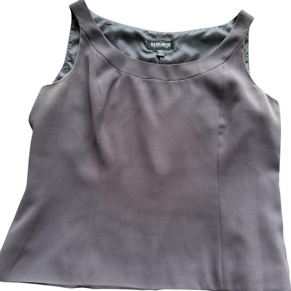 John Meyer Collection Sleeveless Blouse Scoop Neck Brown Plum Women Size 16 90s